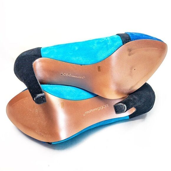 BCBGeneration Blue Colorblock Suede Perries Pumps Heels Sz 7.5B - Picture 9 of 12
